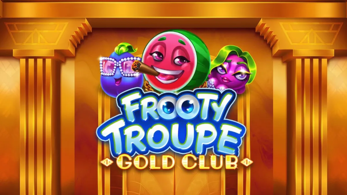 Tampilan antarmuka slot Frooty Troupe – Gold Club dengan nuansa mewah dan emas